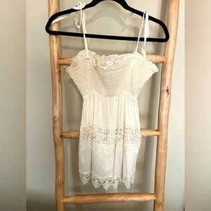 213 Swiss Dot & lace tunic tank